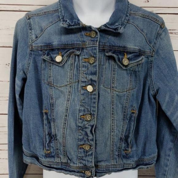 Cato cropped small Button up cotton denim Jean jacket - Picture 3 of 8